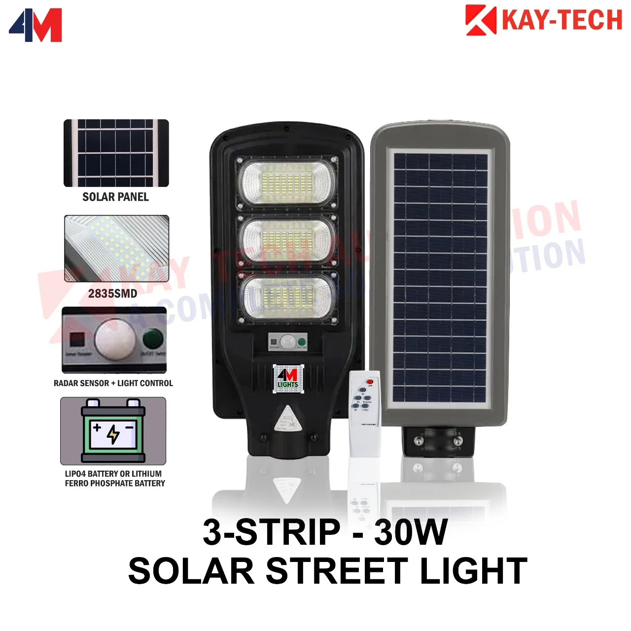 3 strip 30w all in one solar street light